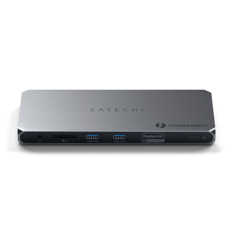 Satechi TB4 Docking Station Stacja Dokująca Thunderbolt 4 3.5mm Audio In/Out, Czytnik Kart SD 4.0/UHS-II, 2x USB-A 3.2, 2x HDMI 2.0 DisplayLink, 1x Ethernet, 3x TB4 Downstream, DC/21V (Space Gray)