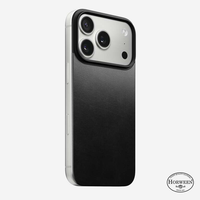 NOMAD Magnetic Horween Leather Back Magnetyczna Nakładka Skórzana do iPhone 17 Pro, Kompatybilne z MagSafe (Black)