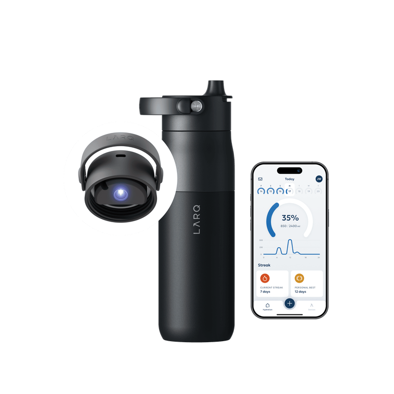 LARQ Bottle PureVis 2 Inteligentna Samoczyszcząca Butelka Filtrująca Wodę z Światłem UV-C 680mL (Obsidian Black)
