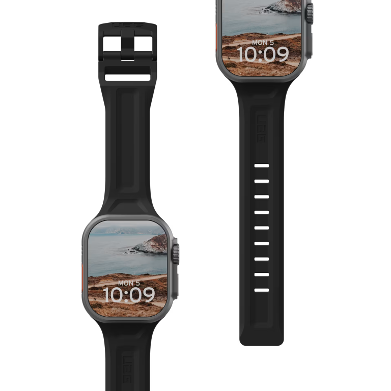 UAG Scout Silicone Strap Pasek Silikonowy do Apple Watch Ultra 3 / Ultra 2 / Ultra 1 (49mm), 11 / 10 (46 mm), 9 / 8 / 7 (45mm) oraz SE 3 / SE 2 / SE / 6 / 5 / 4 (44mm) (Black)