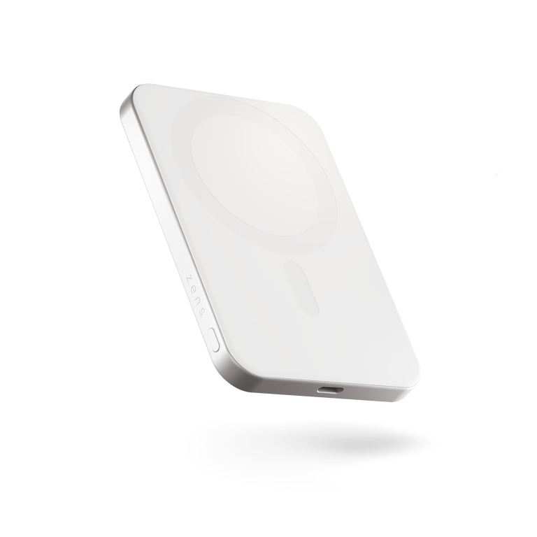 Zens Aluminium Pro 1 Slim Magnetyczny Powerbank 5000mAh Qi2 15W, Kompatybilne z MagSafe (White)