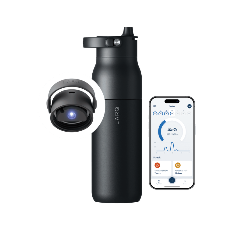 LARQ Bottle PureVis 2 Inteligentna Samoczyszcząca Butelka Filtrująca Wodę z Światłem UV-C 1L (Obsidian Black)