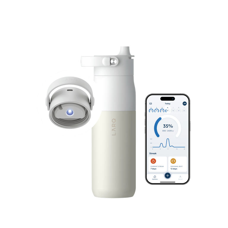 LARQ Bottle PureVis 2 Inteligentna Samoczyszcząca Butelka Filtrująca Wodę z Światłem UV-C 680mL (Granite White)