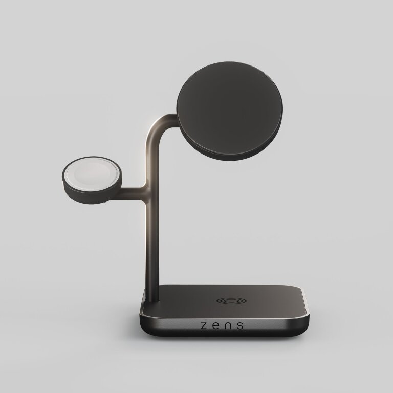ZENS Office Charger Pro 3 Ładowarka Bezprzewodowa Qi2 25W do Apple, Kompatybilne z MagSafe (Black)