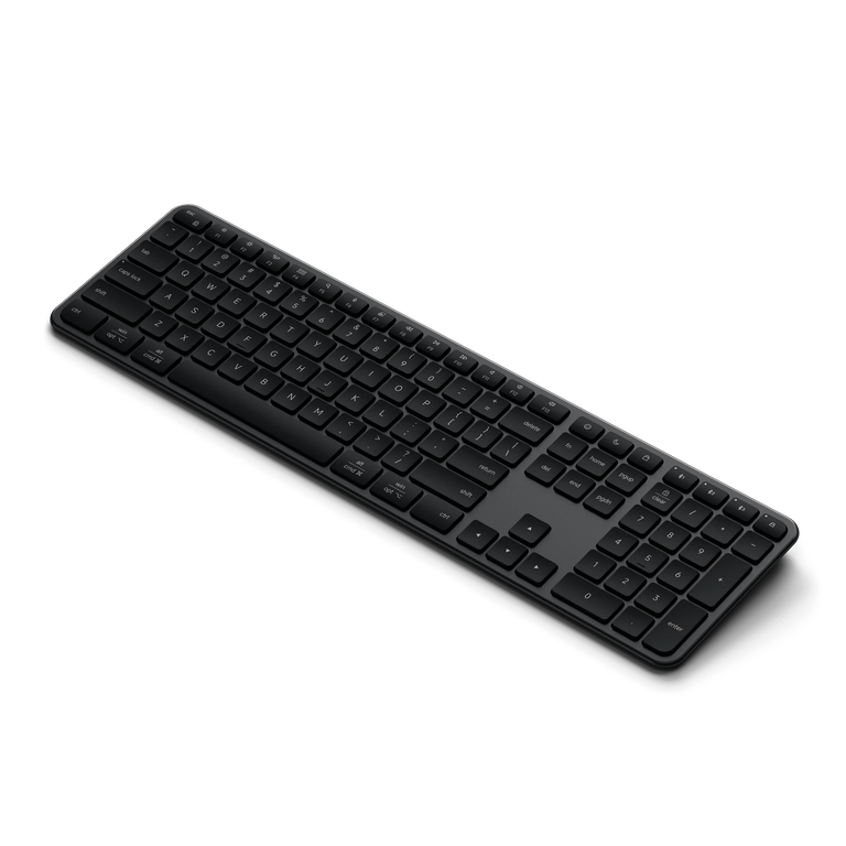 Satechi Slim EX3 Wireless Keyboard Klawiatura Bezprzewodowa Bluetooth z Układem Numerycznym do Trzech Urządzeń z Przełącznikiem Trybu Mac / Windows (Space Black)