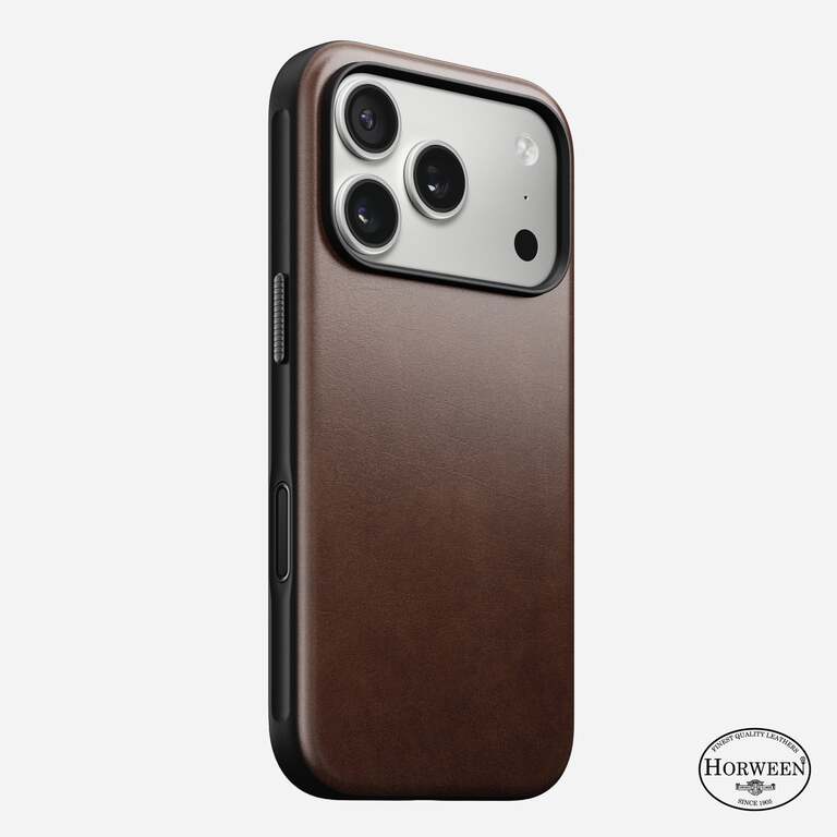 NOMAD Modern Horween Leather Case Etui Skórzane do iPhone 17 Pro, Kompatybilne z MagSafe (Rustic Brown)
