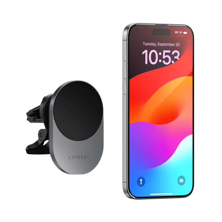 Satechi Wireless Car Charger Bezprzewodowa Ładowarka Samochodowa Qi2 15W, Kompatybilne z MagSafe (Space Gray)