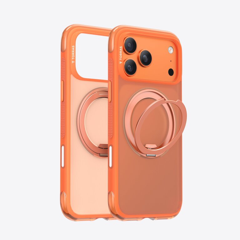 TORRAS Ostand O3 Air Classic Case Etui Ochronne z Uchwytem do iPhone 17 Pro Max, Kompatybilne z MagSafe (Cosmic Orange)