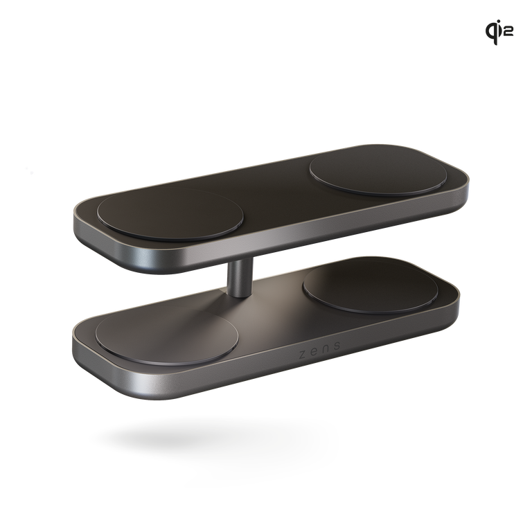 ZENS Quattro Charger Pro 4 Ładowarka Bezprzewodowa Qi2 4x15W do Apple, Kompatybilne z MagSafe (Black)